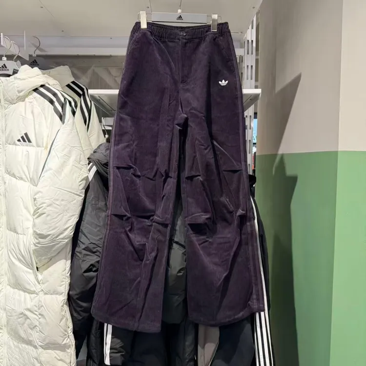 Adidas阿迪达斯三叶草25冬季新款女子灯芯绒可束脚运动长裤KS5959