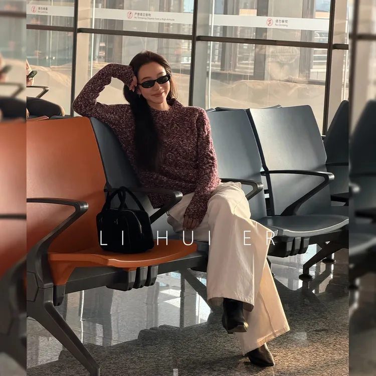 LiHuiEr李慧儿【荭豆】秋冬款设计师款舒适长袖时尚上衣HY079348