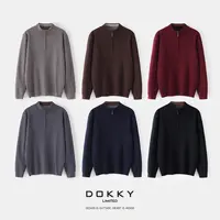 Dokky「男款-绅士半高领」定织亲肤纱线.时尚休闲.拉链针织衫D0146