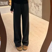 宿慕SUMU 糯米裤加绒加窄版腰阔腿裤10-15新款时尚休闲长裤6701