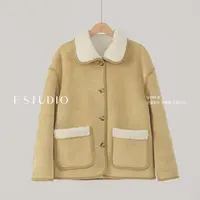 法儿家韩国限定【新品】【双面曲奇】FS510W063加绒羊羔毛外套