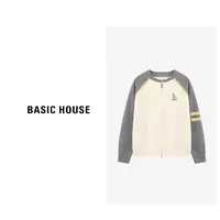 Basic House/百家好新款早秋撞色插肩袖针织开衫外套B0625B5MZH2