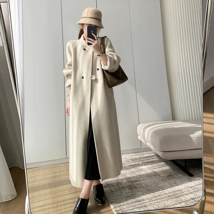 懂点2025冬季新款韩版宽松显瘦中长款羊毛呢外套女加厚保暖大衣
