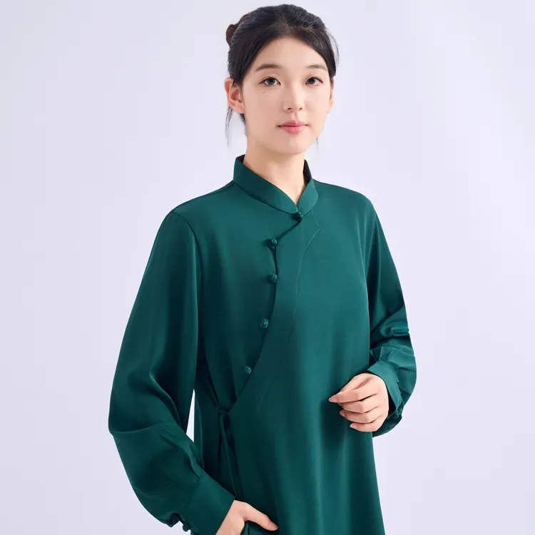 一举成功女蚕丝麻斜襟飘带四季适用太极武术练功表演服中国风