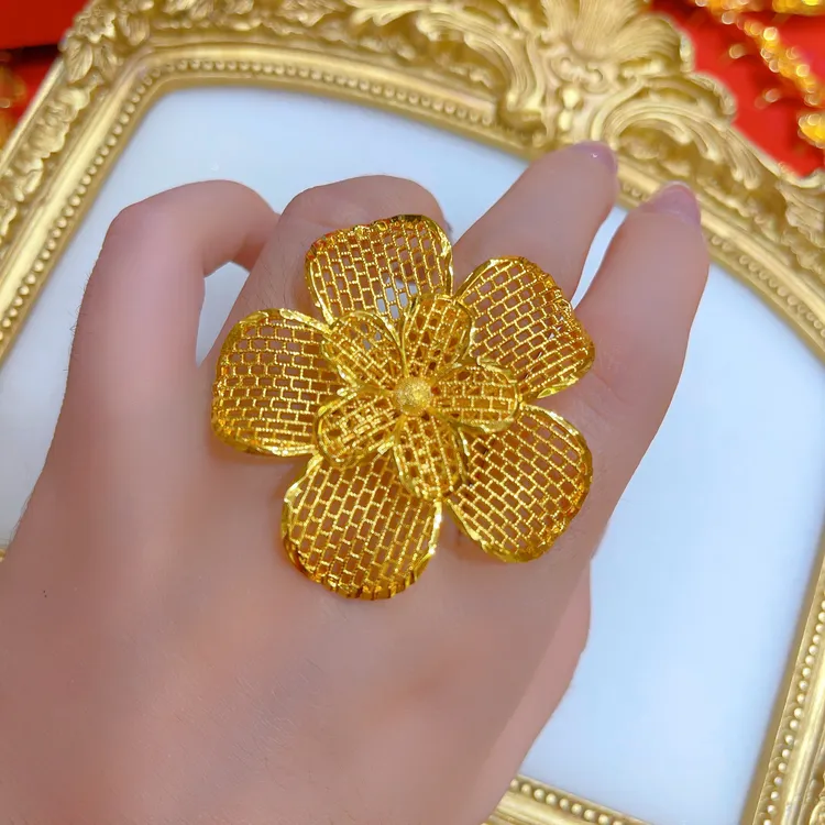 铜合金戒指 1792民族风女欧美风金色戒指简约白搭时尚金色