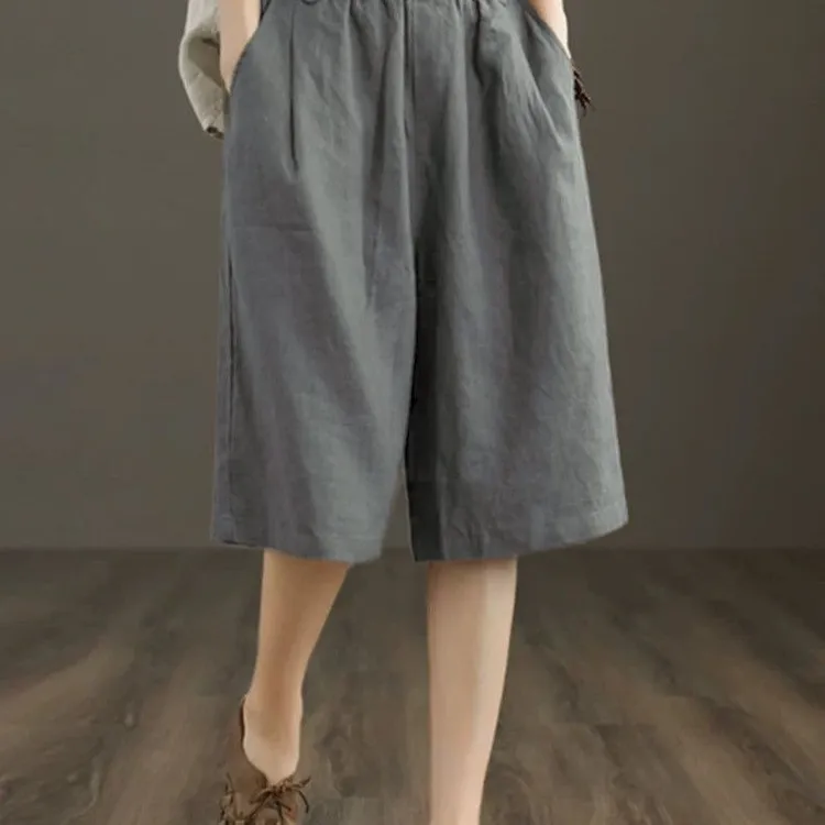 【现货+运费险】棉麻七分裤女夏季宽松高腰显瘦休闲阔腿裤直筒短裤