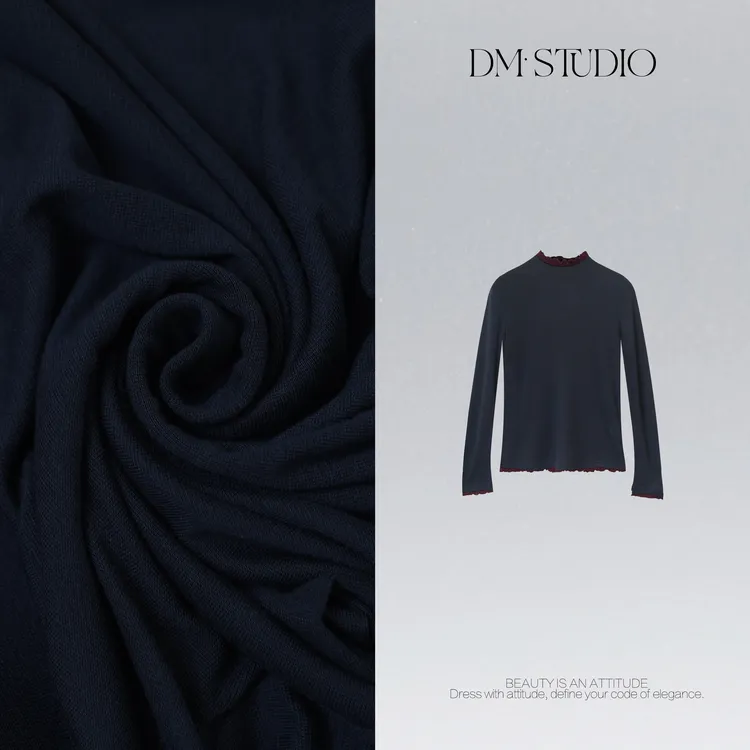 DEDM•STUDIODM/气质极简百搭撞色气质长袖打底上衣2511TX/6287
