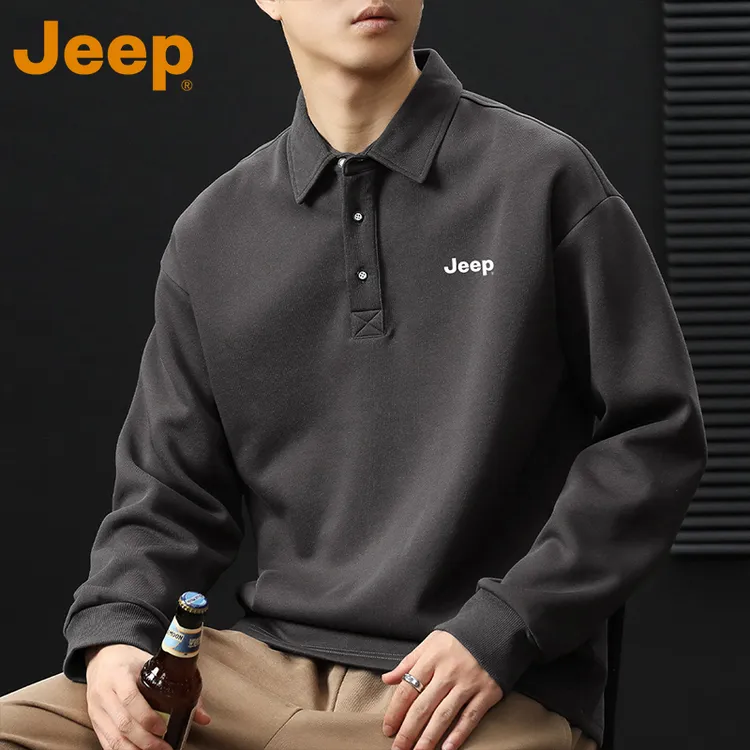 JEEP吉普卫衣男士2025新款春秋长袖打底休闲百搭polo衫男款上衣服