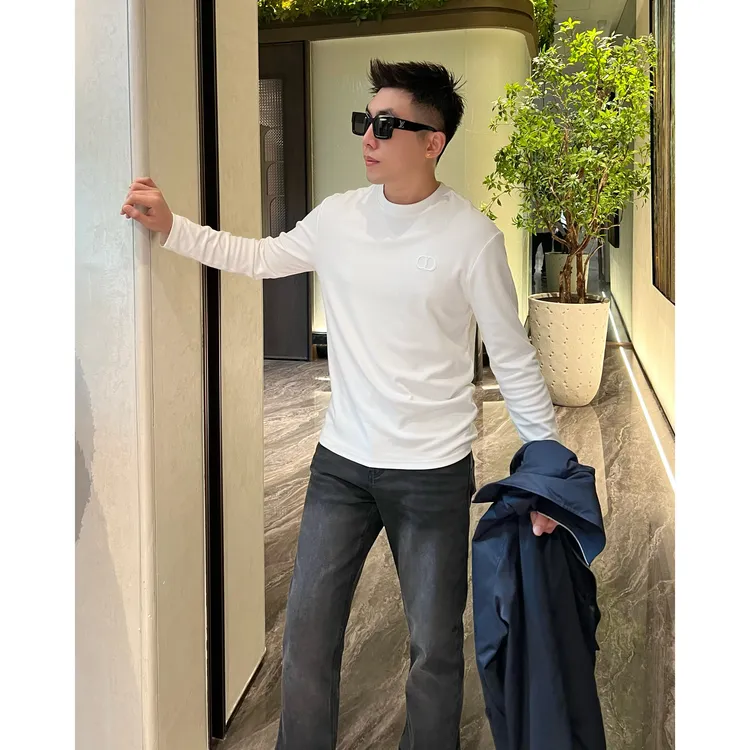 【CD万针绣打底】秋季莫代尔贴身打底上衣贴身情侣长袖T恤李查德男