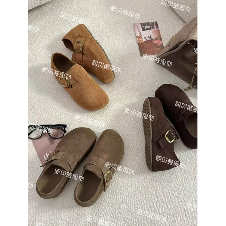 熙贝薇6 秋季新款复古扣皮带基础百搭懒人一脚蹬勃肯单鞋 G5320