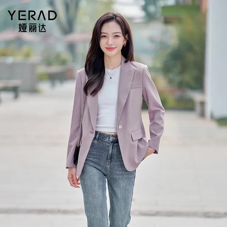 【零压西装】娅丽达通勤西装外套女2025秋时尚收腰显瘦韩版长袖西服