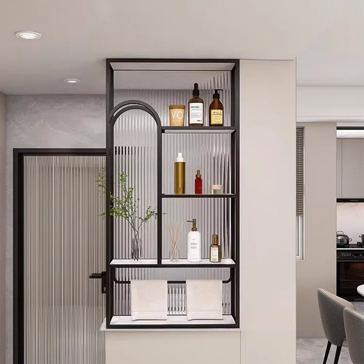 长虹玻璃卫生间半墙屏风柜洗漱台置物架玄关客厅隔断现代简约定制