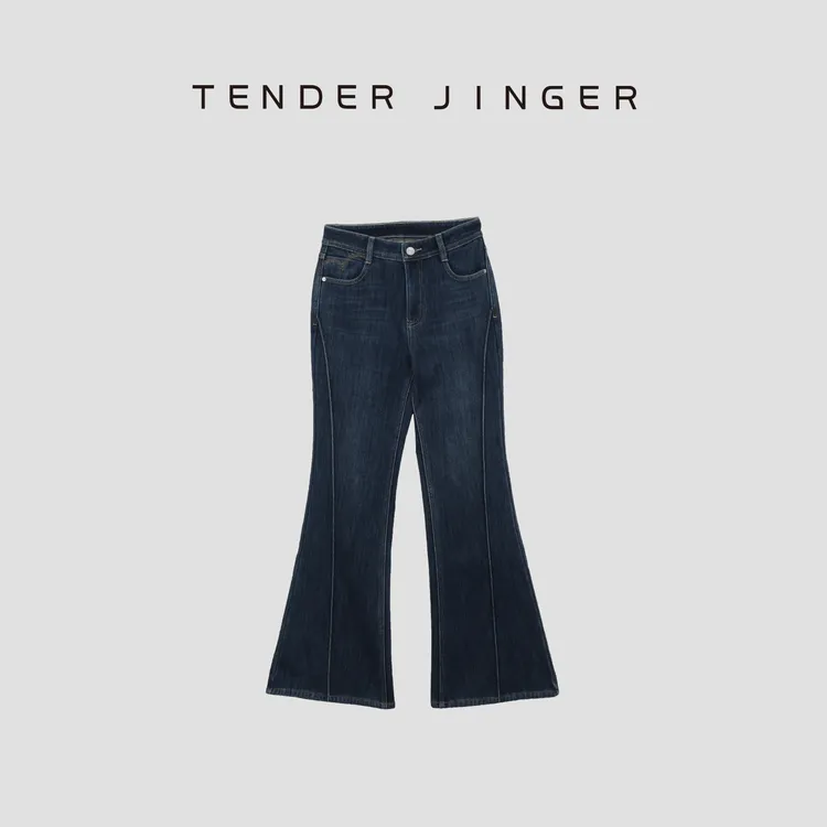 Tender Jinger【黑标】修身显瘦加绒微喇牛仔裤T54YON277X