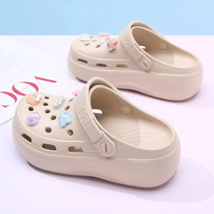 云朵洞洞鞋拖鞋女新款夏季外穿厚底增高医护上班两穿海边沙滩凉拖