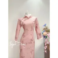 苏故里【栖绒】秋款少女气质玫瑰提花旗袍日常旗袍单层衣长120