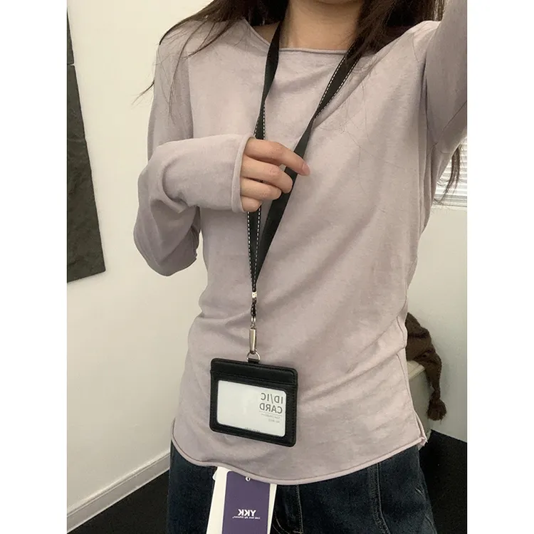 秋季白色打底衫女薄款夏季防晒罩衫chic卷边松弛感长袖T恤上衣
