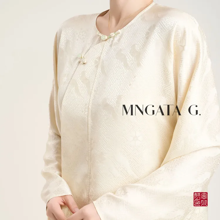MNGATA G.宫小妍【上久楷·翟鸟】真丝秋冬新中式国风上衣5041801