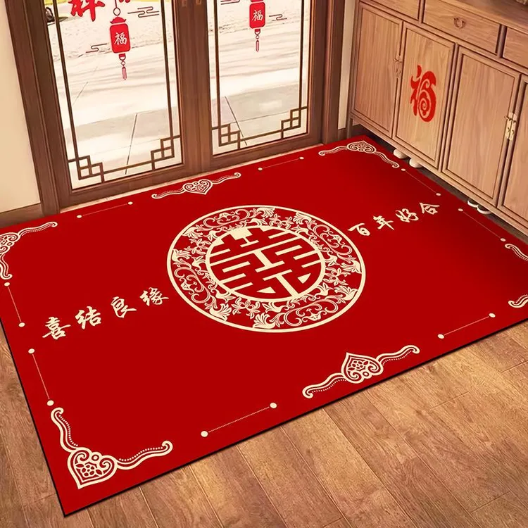 结婚喜字硅藻泥防滑入户门地垫进门口家用吸水防滑脚垫可裁剪地毯