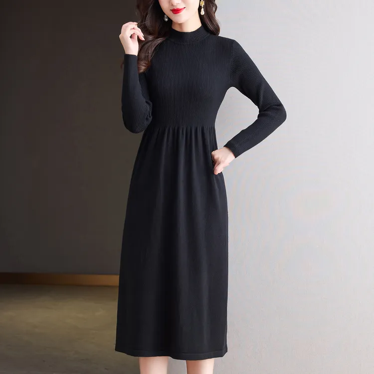 修身显瘦连衣裙轻奢高级感长款收腰毛衣裙2025新款秋冬内搭针织裙