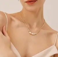 合金项链 9592号39215#百搭简约花瓣珠珠设计高级感气质项链