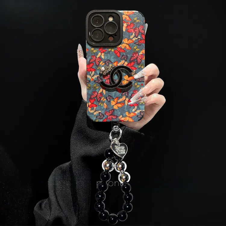 轻奢小香风蝴蝶适用苹果16promax小羊皮手机壳iPhone15女14/13/12