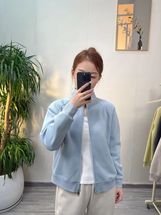 968立领沐霜棉韩版时尚外套简约纯色通勤减龄休闲百搭卫衣秋款女