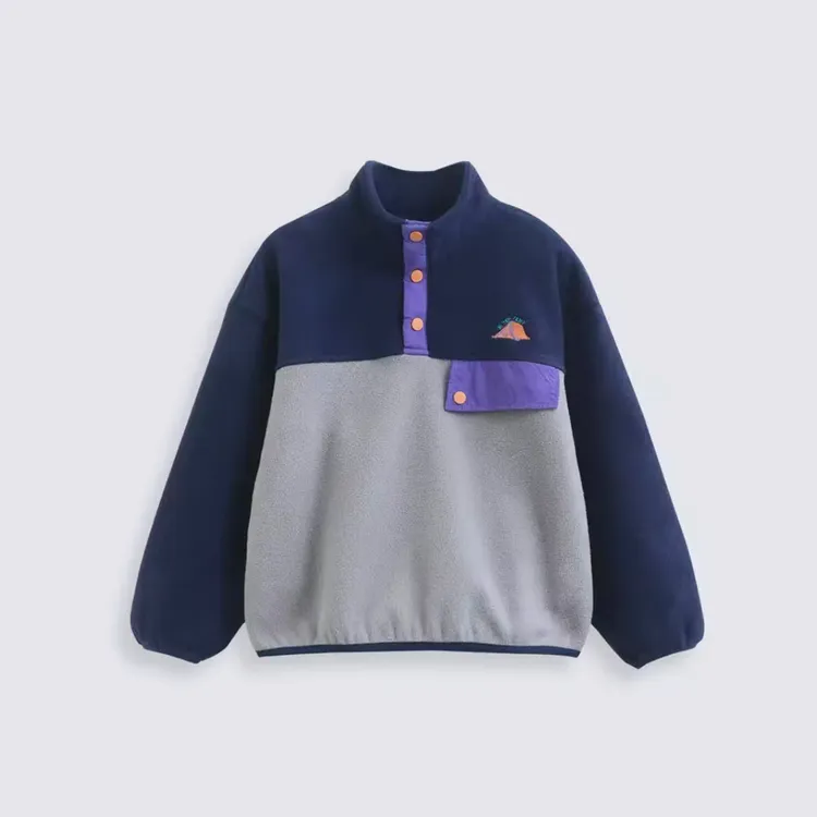 儿童帅气撞色奥粒绒立领长袖套头卫衣潮2025秋季日系男童休闲上衣