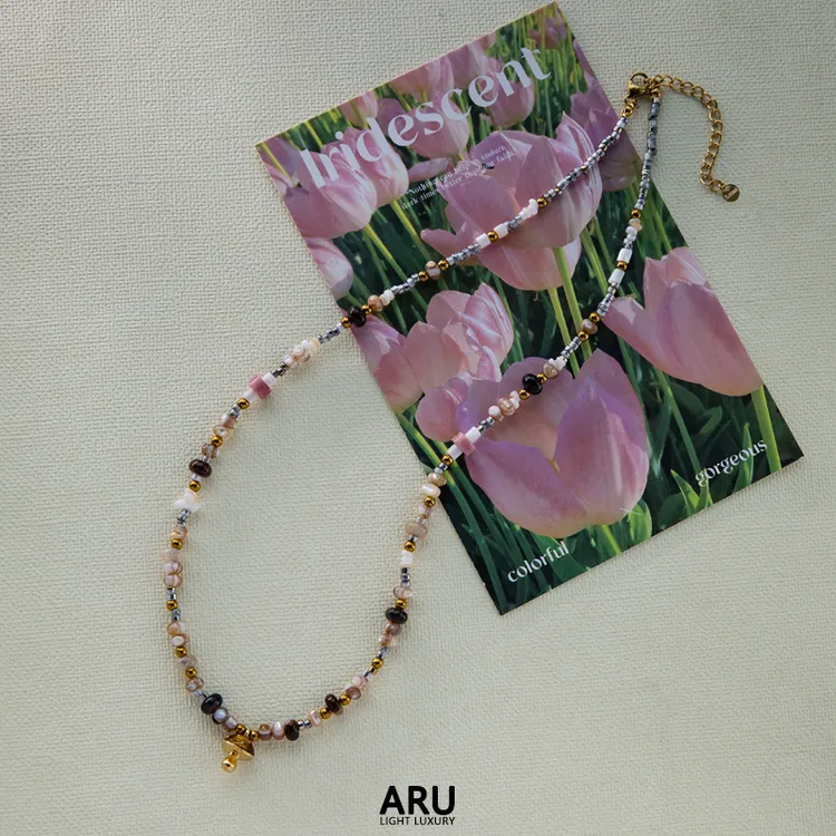 钛钢项链 【蘑菇】韩式原创设计项链彩色灵动百搭加长链45+5CM颈链