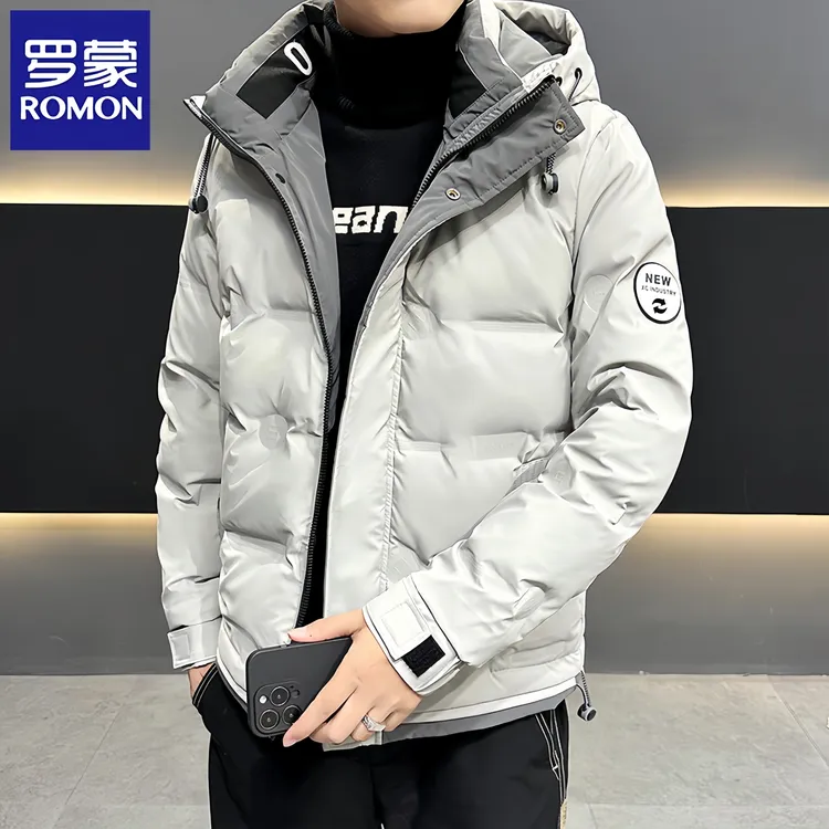 Romon/罗蒙新款防寒短款收口袖连帽保暖男士男装休闲商务羽绒服
