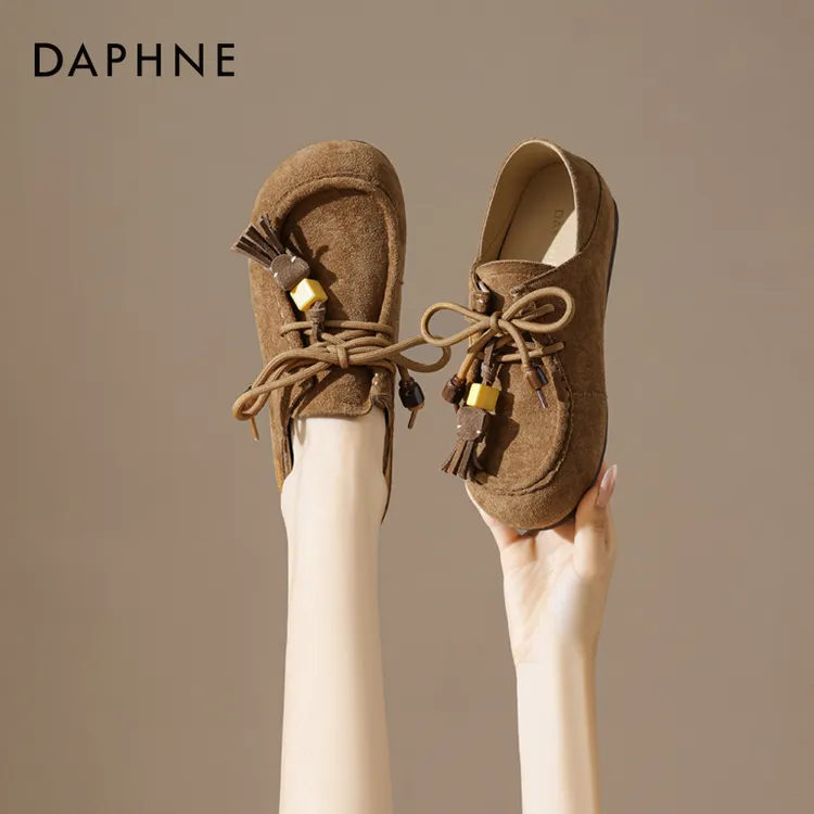 达芙妮复古勃肯鞋女2025新款秋季单鞋一脚蹬懒人豆豆鞋休闲乐福鞋