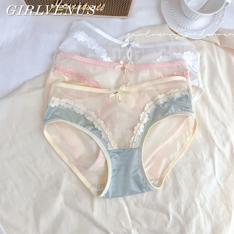 GIRLVENUS缎面蕾丝内裤女款2025新款爆款秋冬性感低腰包臀内裤5