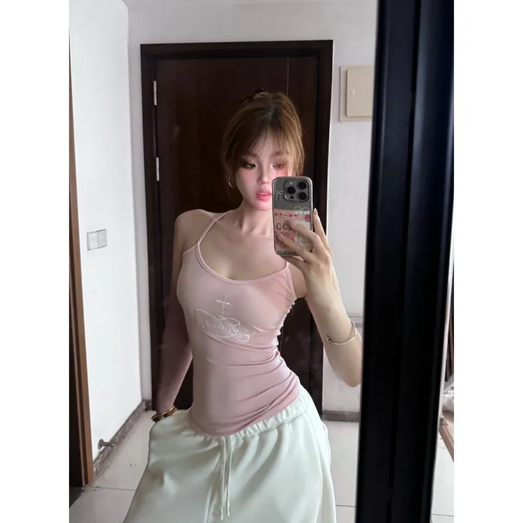 WSMY通勤显瘦辣妹短款打底性感夏季紧身运动百搭外穿小众纯欲修身