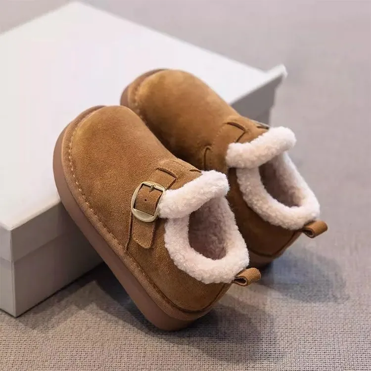 女童鞋子儿童棉鞋2025新款秋冬加绒加厚男童皮毛一体保暖皮鞋