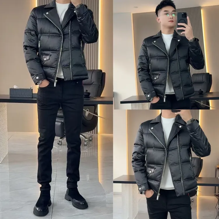 【爆款推荐】轻奢欧品90％白鸭绒搭配编织绵羊皮男士羽绒外套-88067