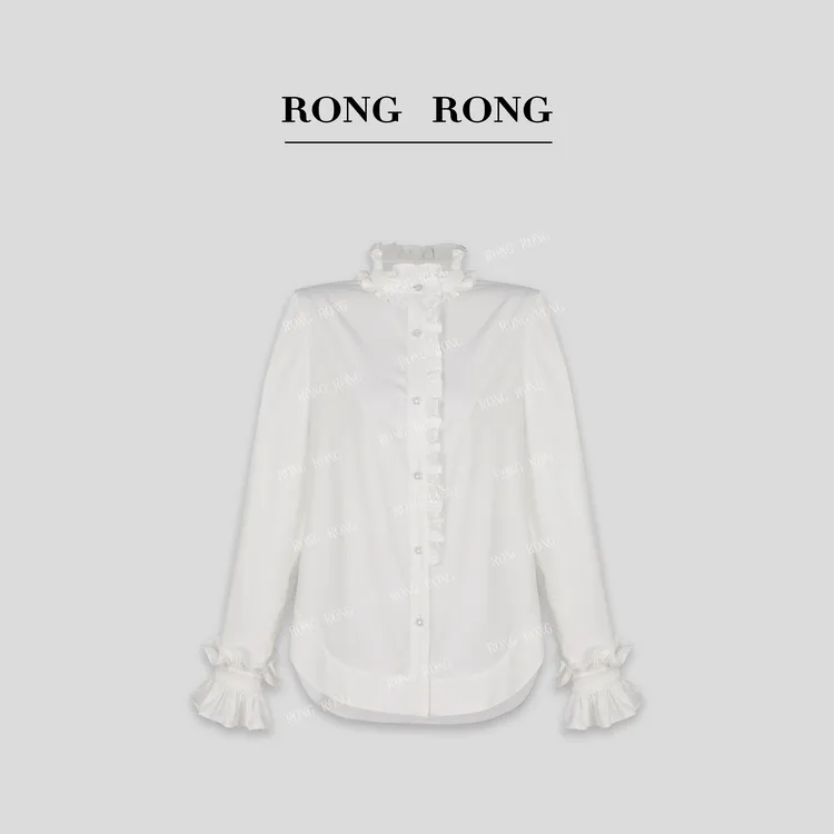 溶溶【庄园风情】RONGRONG 法式立体木耳边拼接衬衫B-Z8969245