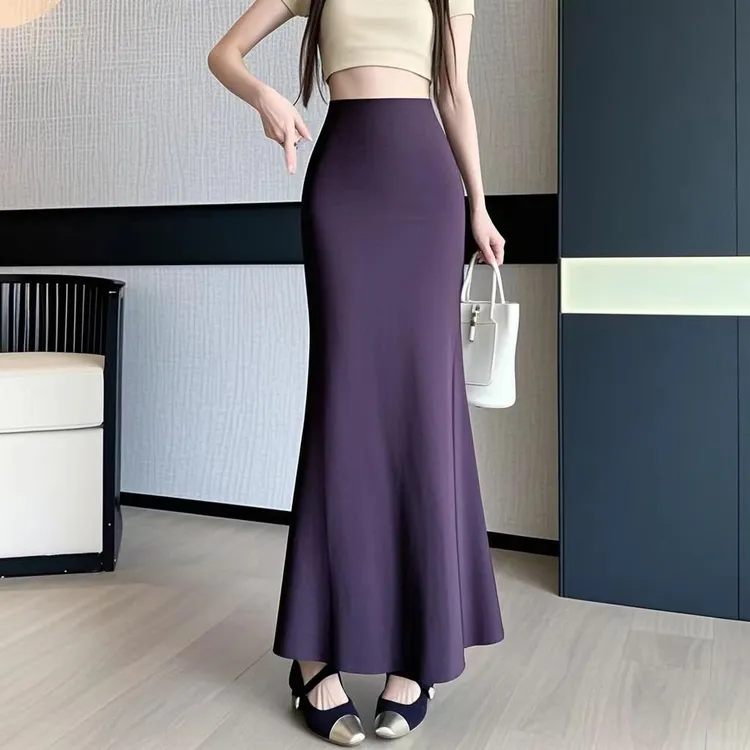 鱼尾裙半身裙女春夏季微弹垂感百搭高腰显瘦包臀裙中长款a字裙
