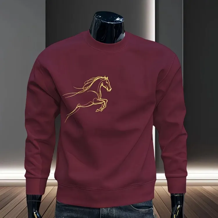 个性潮流重磅圆领卫衣痞帅街头宽松休闲印花长袖秋冬男士加绒卫衣