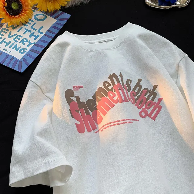 纯棉短袖t恤男夏季2024新款宽松大码上衣服美式潮牌五分半袖体恤