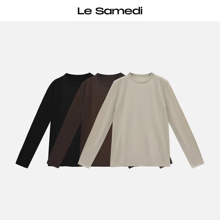 Le Samedi马油叶儿【钻毛TEE】200支扬子一体成型羊毛宽松打底