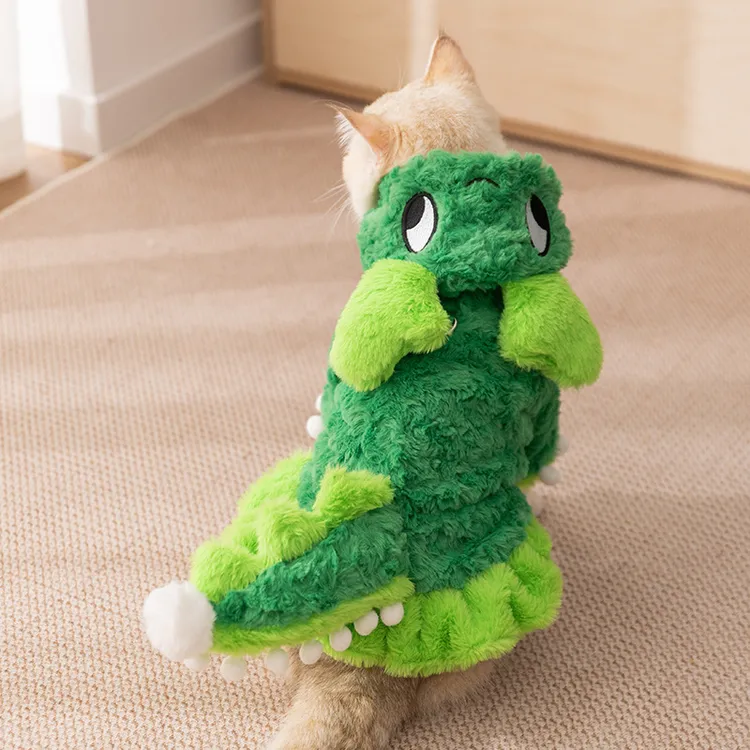 猫衣服秋冬季可爱小恐龙加厚保暖变身装小型犬成幼猫两脚宠物衣服