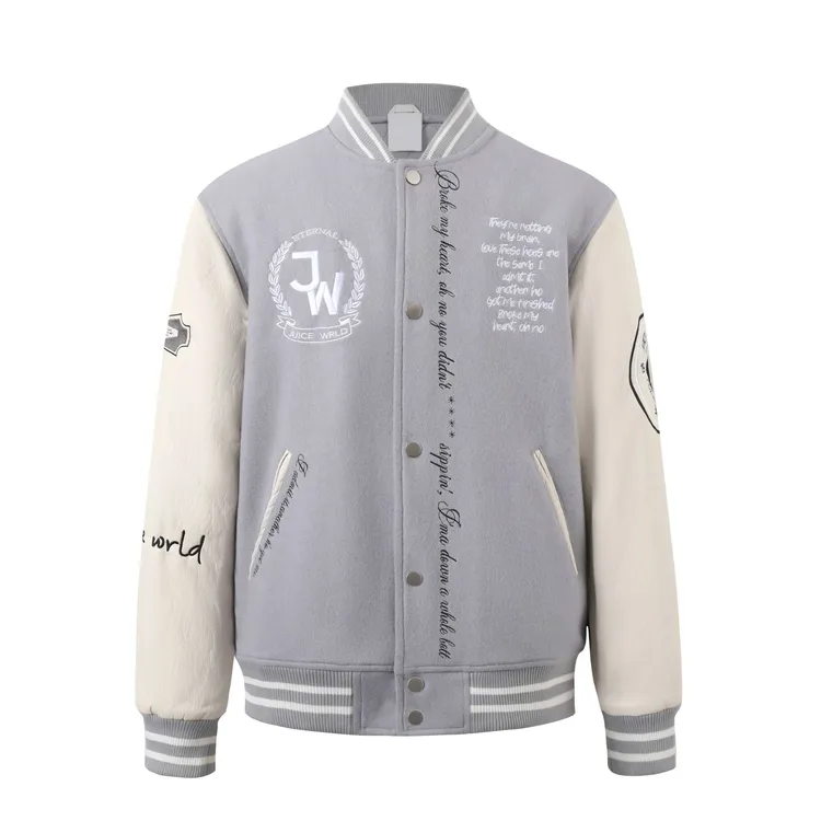 JuiceWrld FW25 芝加哥水塔 重磅刺绣 超声波夹棉 灰色棒球服