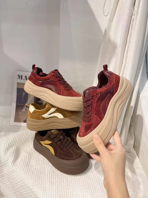 真皮休闲板鞋潮流女鞋百搭厚底女鞋阿甘鞋时尚春秋季单鞋