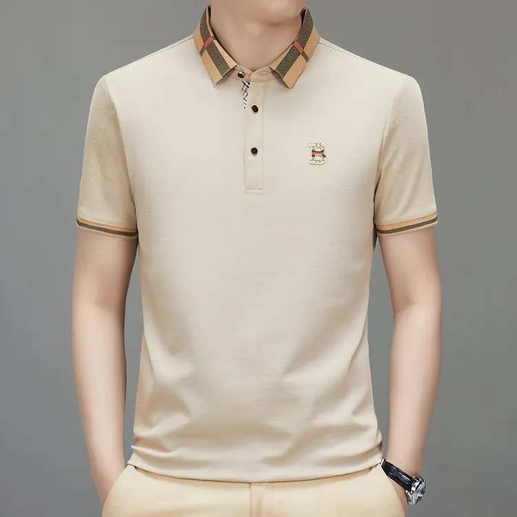 【专柜正品】欧洲轻奢夏季短袖t恤男士高档宽松衬衫半袖Polo衫潮