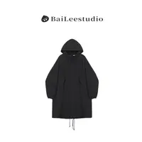 【柏栗良品】2025秋季新品~宽松型连帽简约百搭常规款风衣女99215