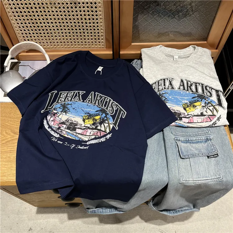 吴小越w1145男童夏款短袖圆领数码印花韩版棉t恤中大童儿童上衣