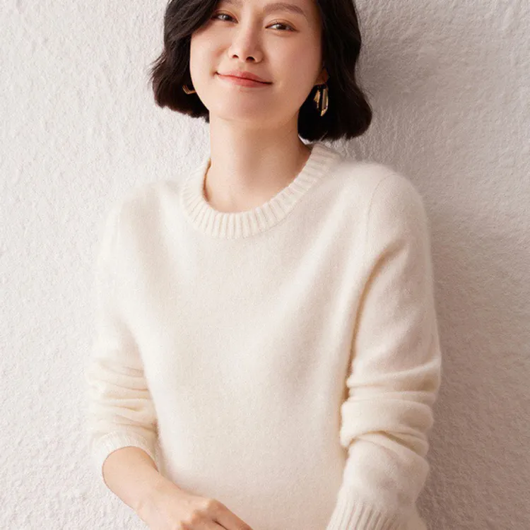 双股加厚一线成衣羊绒衫羊毛衫女秋冬圆领时尚百搭套头针织打底衫