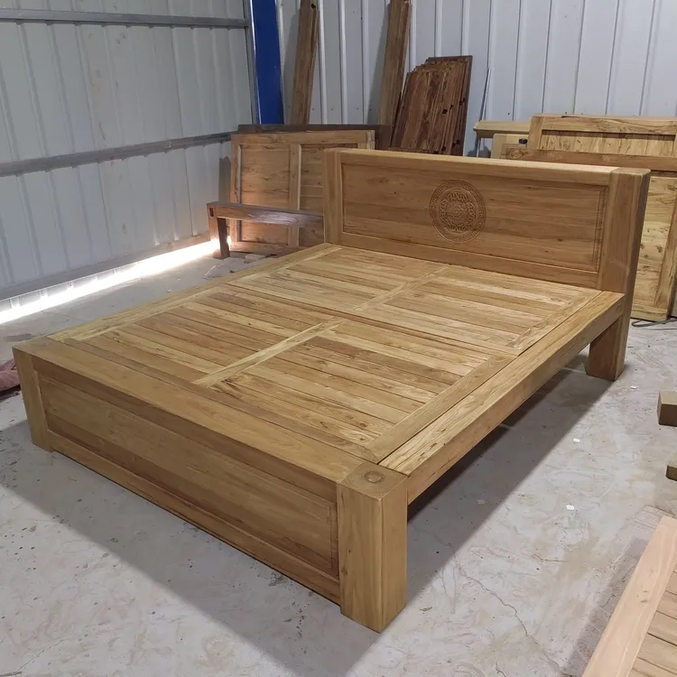 老榆木双人床纯木头卧室大床结实耐用用不坏的一张全实木床没有