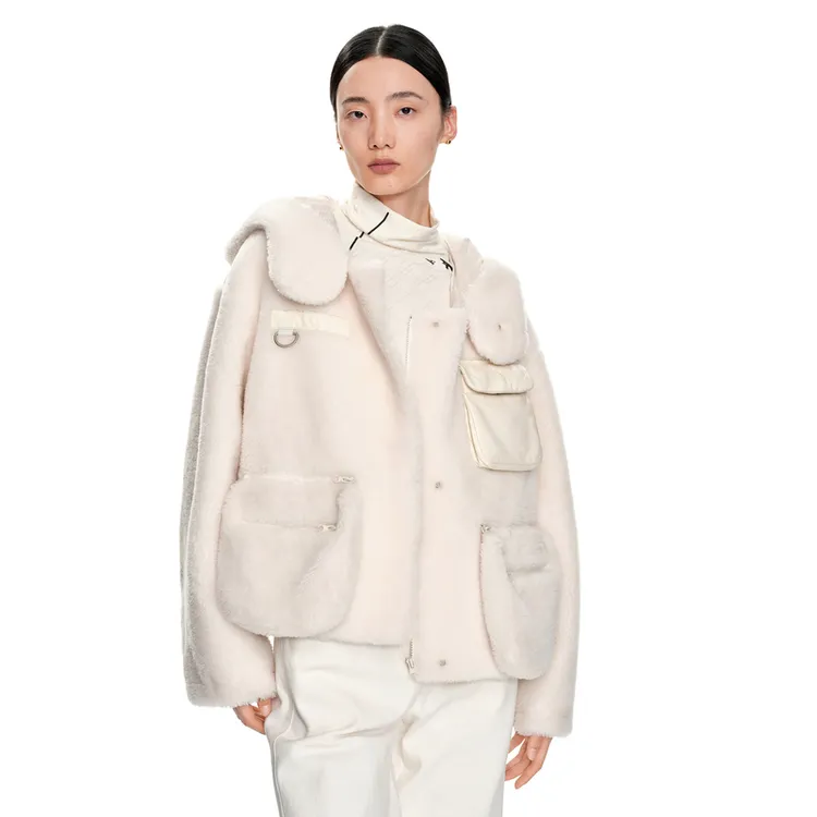 H·GENTEEL荷高23新冬女可拆卸口袋简约圈圈毛羽绒GCD45560587