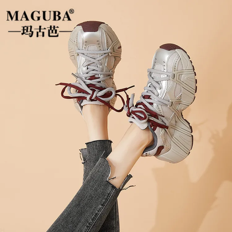 MAGUBA/玛古芭厚底老爹鞋女增高透气显瘦网红爆款户外出游百搭鞋