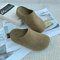 ［巧巧定制］复古增高勃肯鞋新厚底包头半拖鞋懒人一脚蹬休闲鞋6890